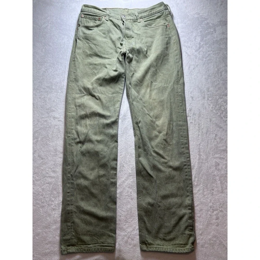 Levi’s Men’s 501 Jeans Button Fly Green W35 L36 Tagged Actual Inseam 32